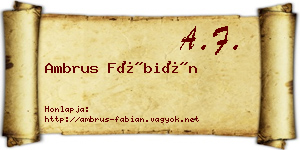 Ambrus Fábián névjegykártya